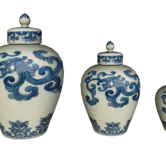 中式青花陶瓷罐su模型