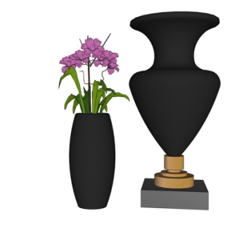 现代陶瓷花瓶插花su模型