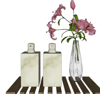 现代玻璃花瓶插花su模型