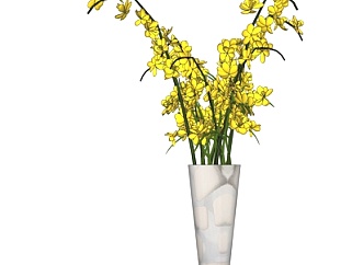 现代半透明花瓶花卉su模型