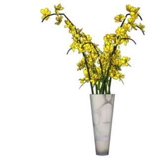 现代半透明花瓶花卉su模型