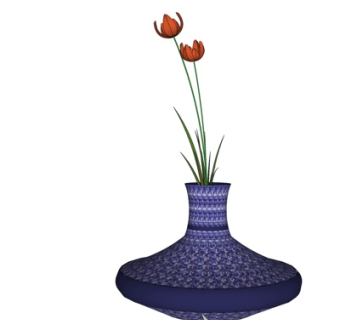 中式青花陶瓷花瓶su模型