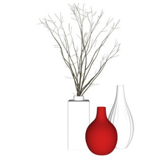 现代陶瓷花瓶插花su模型