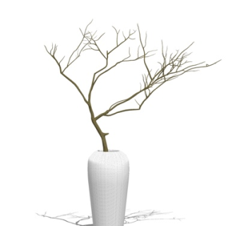 现代陶瓷花瓶插花su模型