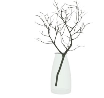 现代玻璃花瓶插花su模型