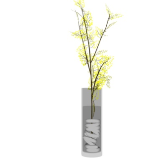 现代玻璃花瓶插花su模型