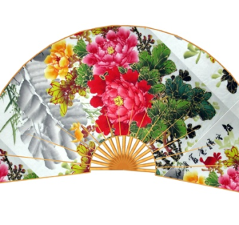 中式印花折扇摆件su模型