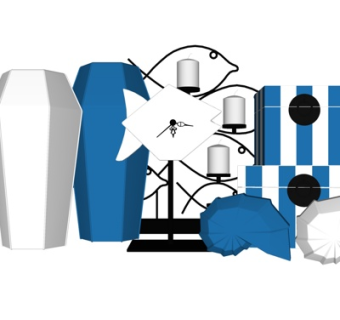 现代花瓶烛台灯摆件su模型