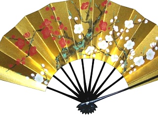中式印花折扇摆件su模型