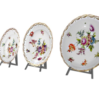 现代瓷碟摆件su模型