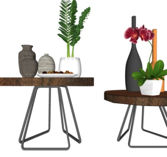 现代花瓶花卉摆件组合su模型