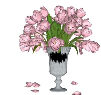 现代花瓶花卉su模型