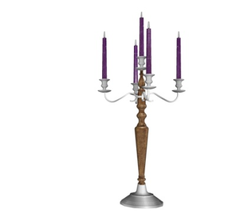 欧式金属烛台灯su模型