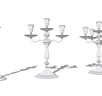 欧式金属烛台灯su模型