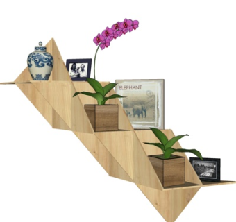 北欧原木壁柜su模型