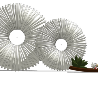 现代圆环植物摆件su模型