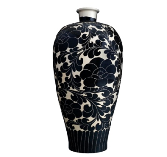 中式印花花瓶su模型