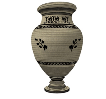 现代印花陶瓷花瓶su模型