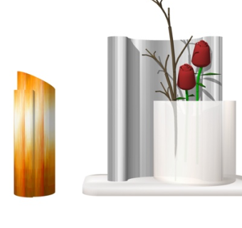 现代花卉蜡烛摆件su模型