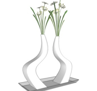 现代抽象花瓶花卉su模型