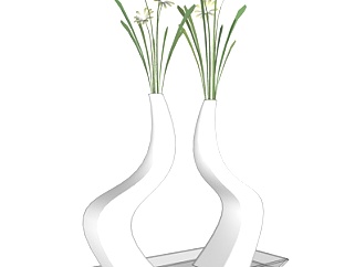 现代抽象花瓶花卉su模型