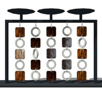 现代木块吊帘摆件su模型