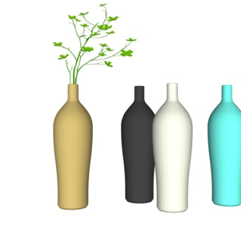 现代花瓶组合su模型