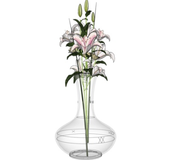 现代玻璃花瓶插花su模型