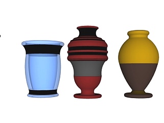 现代陶瓷瓷罐组合su模型