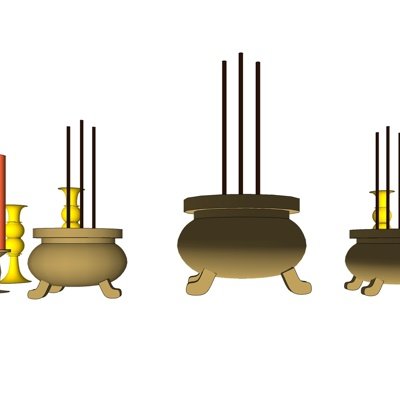 中式香炉圆鼎su模型