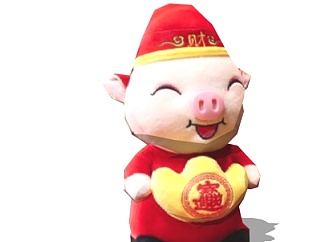 现代生肖猪吉祥物su模型