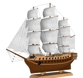 现代实木海船su模型