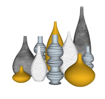 现代陶瓷器皿组合su模型