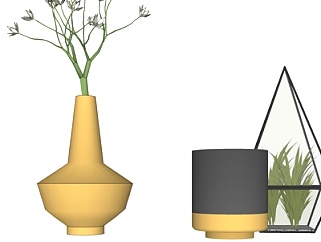 现代花瓶花卉组合su模型