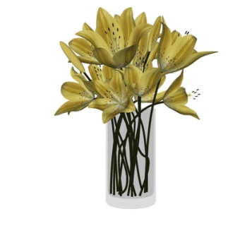 现代玻璃花瓶插花su模型