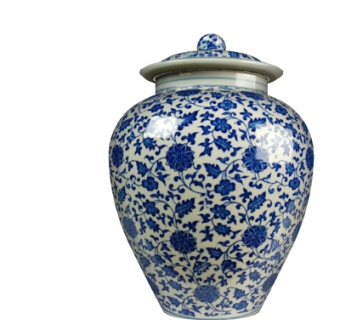 中式青花陶瓷罐su模型