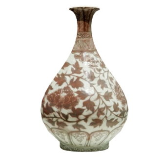 中式印花陶瓷花瓶su模型