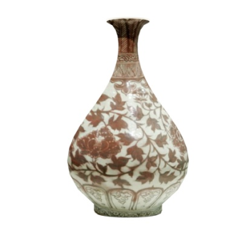 中式印花陶瓷花瓶su模型