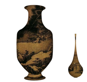 中式印花陶瓷花瓶su模型