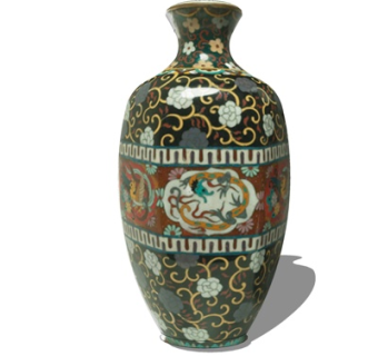 中式陶瓷花瓶su模型