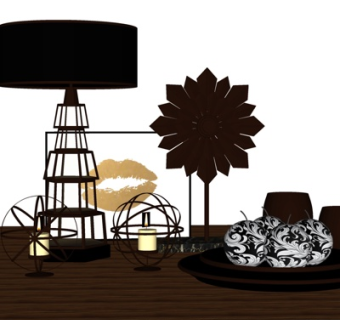 现代花瓶台灯烛台灯摆件su模型