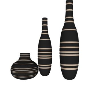 现代条纹陶瓷器皿su模型