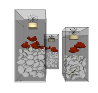 现代玻璃花瓶插花su模型