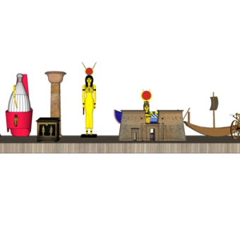 埃及法老建筑摆件su模型