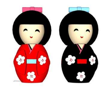 日式和服娃娃摆件su模型