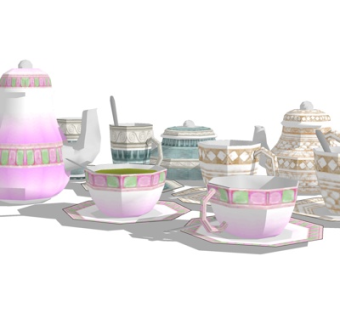 欧式茶具su模型