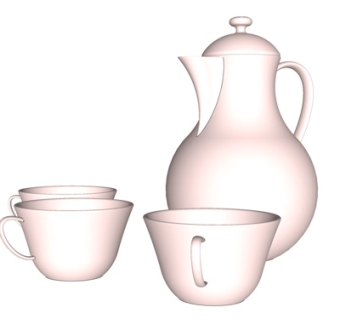 欧式茶具su模型