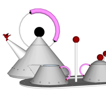 现代茶具su模型