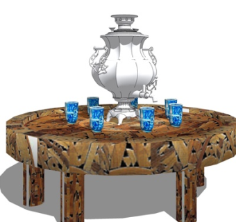 欧式茶具su模型