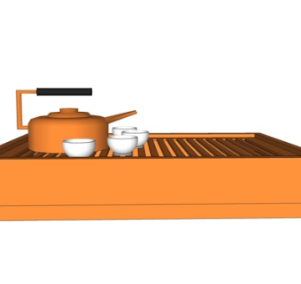 中式茶具su模型